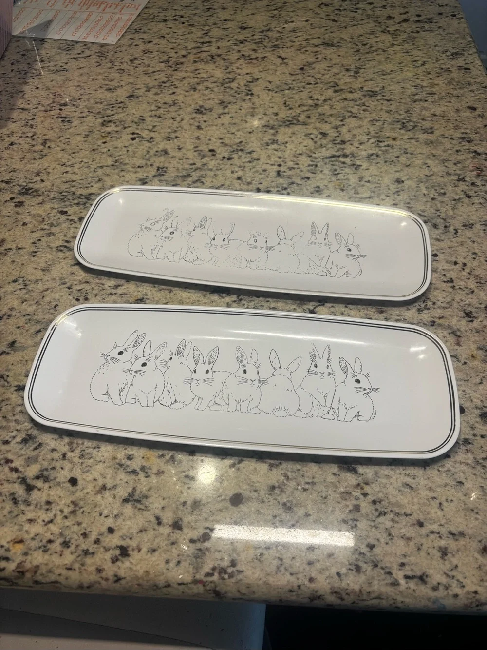 White Bunny Serving Tray - Set of 2